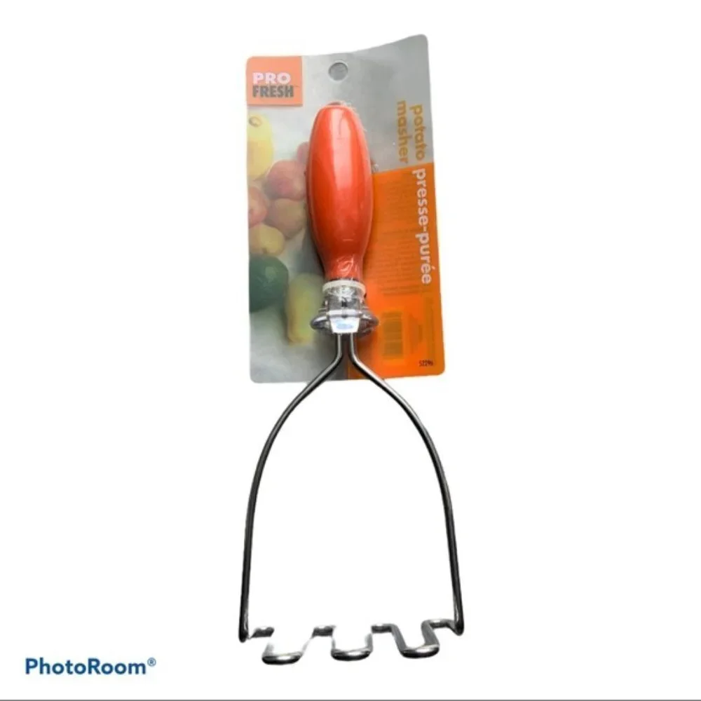 Gourmet Retro Potato Masher Stainless Steel By Pro Fresh Manual Vintage Orange
